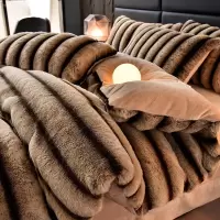 冬季加厚兔毛绒四件套牛奶绒床单被罩南通珊瑚绒被套床上三件套