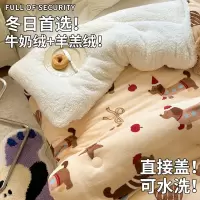 加厚保暖双面牛奶绒羊羔绒卡通被芯被子春秋棉被冬季四季通用2米