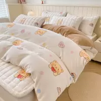 卡通牛奶绒床上四件套床盖款新款珊瑚绒宿舍床褥品被罩三件套