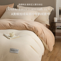 双层纱牛奶绒四件套秋冬加厚保暖珊瑚绒被套床单床笠棉绒床上用品