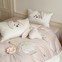 可爱少女心啊!100支长绒棉床上四件套纯棉立体耳朵卡通4件套