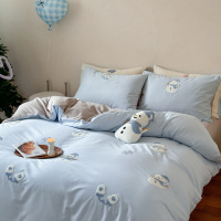 奶乎乎~100S高支磨毛床上四件套纯棉床单被套卡通毛巾绣床品