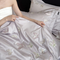 感刺绣!100支长绒棉床上四件套纯棉床单被套轻奢风4件套