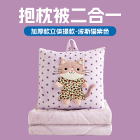 新款加厚款牛奶绒立体手提波斯猫抱枕被车载两用二合一午睡靠垫被