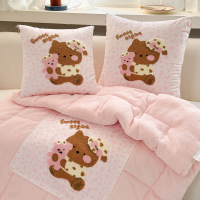 新款立体毛巾绣牛奶绒抱枕被小猫二合一两用午睡学生车载靠垫被