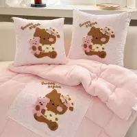 新款立体毛巾绣牛奶绒抱枕被小猫二合一两用午睡学生车载靠垫被