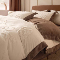 新款花牛奶绒床上四件套加厚珊瑚绒床单被套床品三件套秋冬