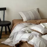 日式民宿风色织提花水洗棉华夫格四件套纯棉床单被套床笠