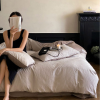 月岛弥生丨全棉A类色织空气大提花磨毛加厚四件套60s纯棉亲肤被套