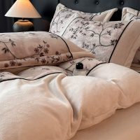 法式轻奢雪貂绒加厚高克重牛奶绒四件套双面绒防静电秋冬床上用品
