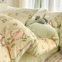 牛奶绒床上四件套冬季加厚新款珊瑚绒加绒宿舍床单被罩三件套