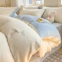 牛奶绒床上四件套法兰珊瑚绒被套新款秋冬加厚保暖床单三件套