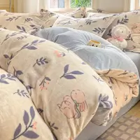 牛奶绒床上四件套珊瑚绒床单被套加厚加绒三件套床品新款冬季