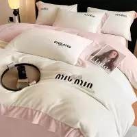 秋冬a类轻奢牛奶绒四件套加厚保暖珊瑚绒刺绣被套法兰绒床单床笠4