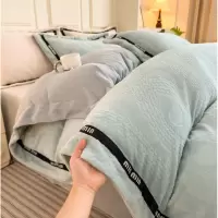 秋冬加厚牛奶绒床上四件套新款抗静电加绒珊瑚绒提花床单被套