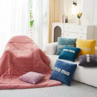 秋冬 加厚牛奶绒抱枕被纯色简约风米奥双面柔软靠垫被