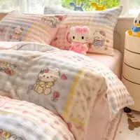 秋冬季可爱牛奶绒泡泡绒床上四件套加厚被套单件宿舍床单三件套