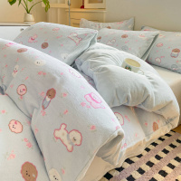 秋冬牛奶绒四件套新款卡通可爱加厚保暖珊瑚绒被套床单三件套
