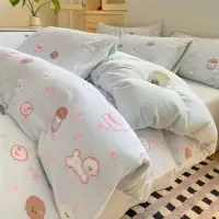 秋冬牛奶绒四件套新款卡通可爱加厚保暖珊瑚绒被套床单三件套