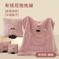 纯牛奶绒枕被靠垫被有钱花刺绣二合一抱枕车载抱枕办公室午睡两用