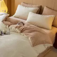 花牛奶绒四件套秋冬季珊瑚绒床单被套法兰绒简约床上用品三件套