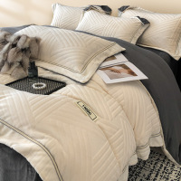 轻奢加厚牛奶绒四件套感花珊瑚绒被套床单冬季保暖床品套件