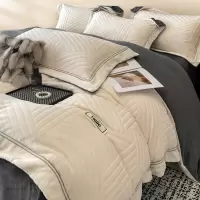 轻奢加厚牛奶绒四件套感花珊瑚绒被套床单冬季保暖床品套件