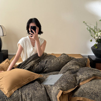 轻奢复古100S全棉磨毛大提花重工艺款四件套纯棉宽边拼角床单被套