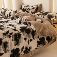 高克重拼角兔毛牛奶绒四件套冬天加厚保暖珊瑚绒床单被套床上用品