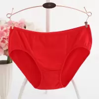 女士内裤中腰纯棉少女学生性感三角裤全棉透气可爱大红色底裤