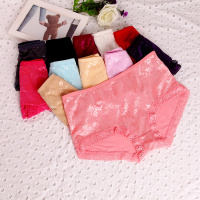 竹纤维女士内裤性感透气网中腰大码棉质档女式三角裤夏