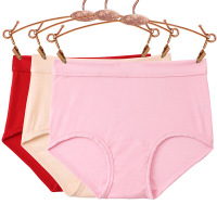红色女士内裤纯棉高腰中老年人妈妈短裤全棉透气三角裤大码短裤头