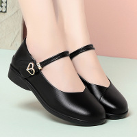 年新款软底一字扣浅口低跟妈妈鞋子