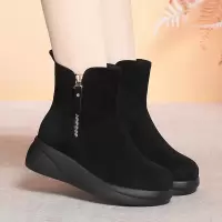 年皮面雪地靴冬季女款厚毛棉鞋