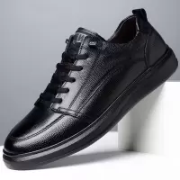 头层牛皮男鞋秋季新款男士休闲皮鞋男时尚百搭鞋英伦系带款单皮鞋