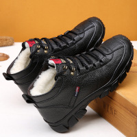 羊毛雪地棉鞋子特大码48手抓纹系带防滑加厚棉靴保暖冬季男鞋