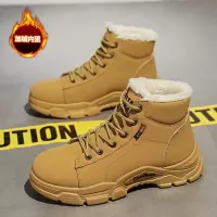 冬季保暖加绒棉靴英伦时尚百搭雪地靴高帮系带厚底防滑马丁靴