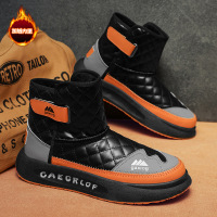 冬新款皮面防水雪地靴男款加绒加厚保暖防寒高帮棉靴潮流男鞋