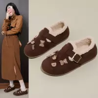 可爱勃肯鞋雪地靴新款加绒毛毛鞋冬季一脚蹬加厚棉鞋女