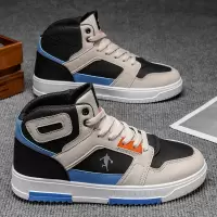 秋冬新款男士运动休闲中高帮篮球鞋时尚撞色拼接潮流运动鞋男