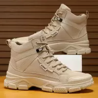 秋冬新款高帮运动户外潮鞋男士登山徒步短靴中帮休闲工装男鞋