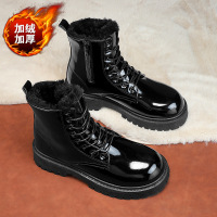 冬季新款男士休闲高帮加绒大码运动马丁靴户外雪地防寒保暖男靴