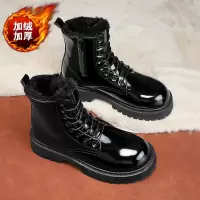 冬季新款男士休闲高帮加绒大码运动马丁靴户外雪地防寒保暖男靴