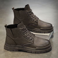 皮革透气轻便舒适轻休闲系带橡胶底靴男士秋季新款个性时尚马丁靴