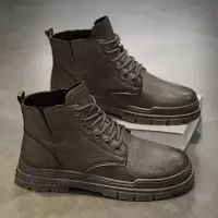 皮革透气轻便舒适轻休闲系带橡胶底靴男士秋季新款个性时尚马丁靴