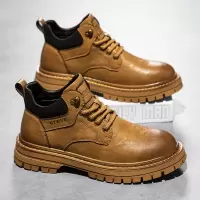 马丁靴男款秋冬机车低帮皮面短靴英伦风男士中帮运动休闲工装男鞋