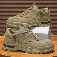 新款皮革拼接低帮复古休闲马丁鞋厚底增高男士日常工作鞋男鞋