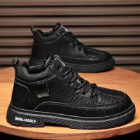 男士中高帮工装靴子秋季上新防水英伦风厚底增高运动鞋马丁男靴