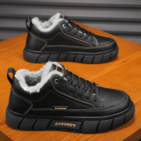 男士工作鞋秋冬新款加绒保暖低帮马丁靴防水厚底复古休闲户外男鞋