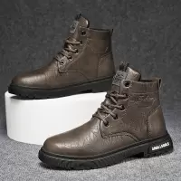 男士短靴纯色秋季上新复古英伦风休闲马丁靴日常潮搭增高工装男鞋